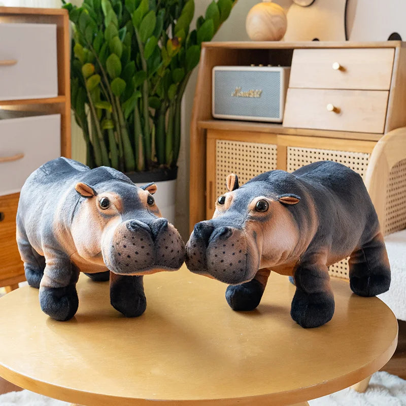 Realistic Grey and Tan Hippopotamus Plush Toy - Image 6