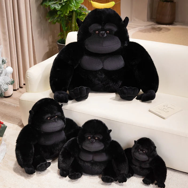 Large Black Plush Gorilla with Banana - Image 4