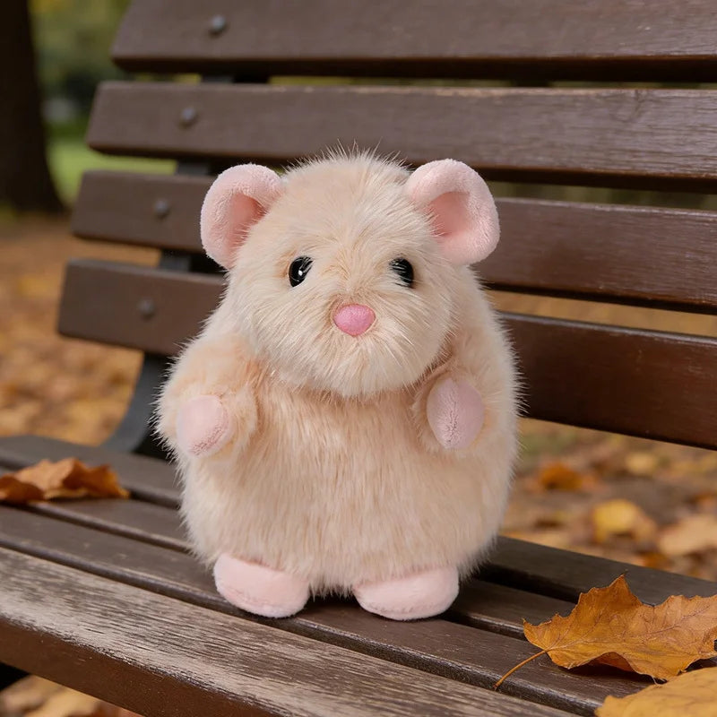 Adorable White Fuzzy Plush Mouse Toy - Image 5