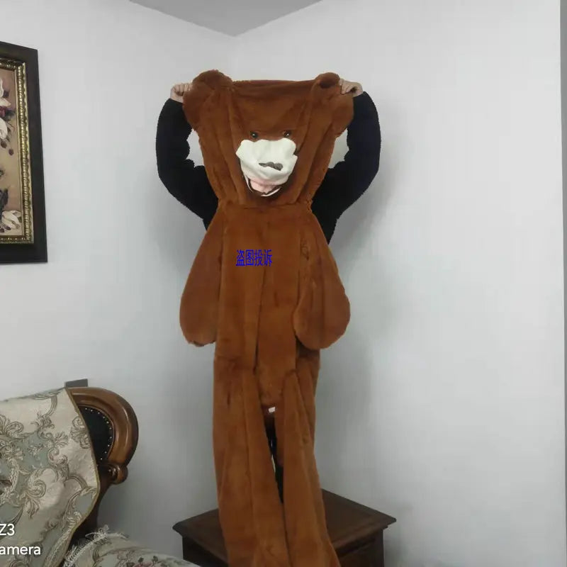 Giant Unstuffed Plush Bear Skin, Blue or Pink - Image 7
