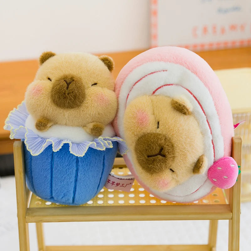 Cute Pink Swiss Roll Bear Plushie with Strawberry - Image 2