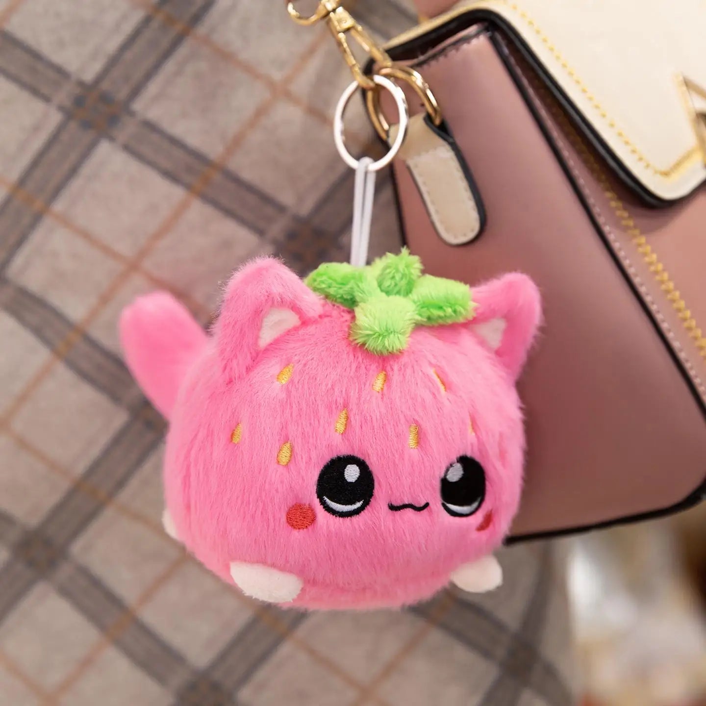 Kawaii Pink Strawberry Cat Plush Toy - Image 8
