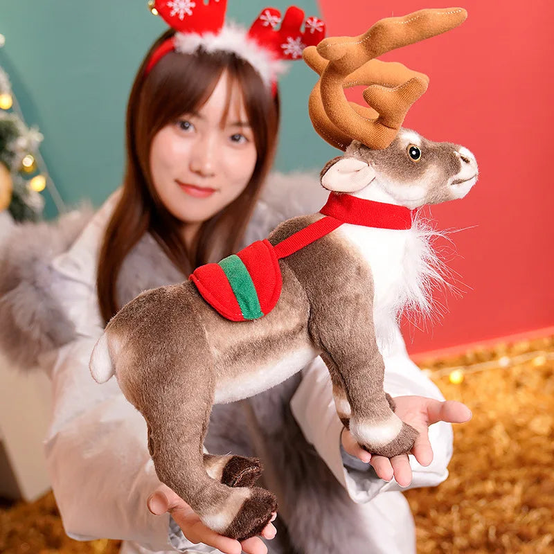 Christmas Reindeer Plush with Red Collar & Saddle - Image 2