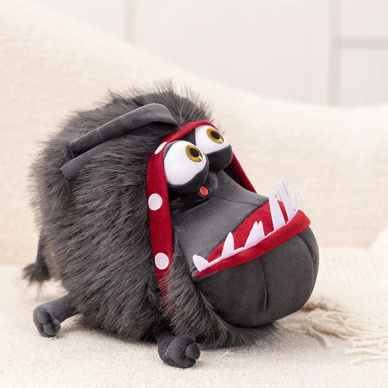 Gray Furry Monster Plush with Wide Red Mouth - Image 3