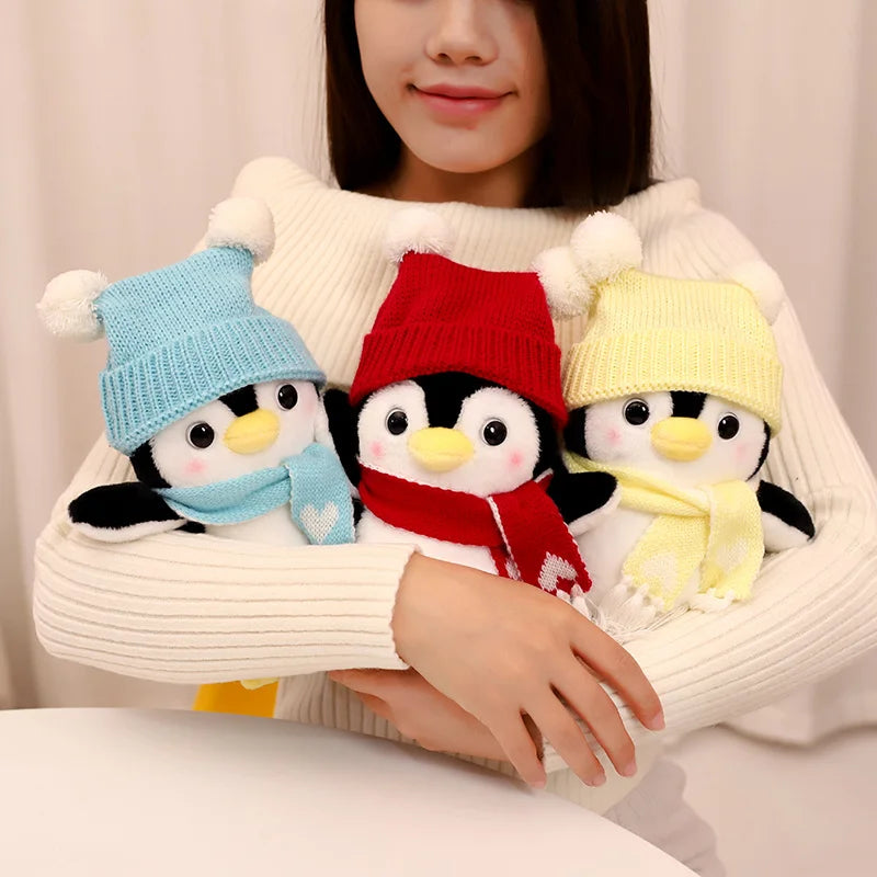 Plush Penguin Pair with Knitted Pom-Pom Hats - Image 2
