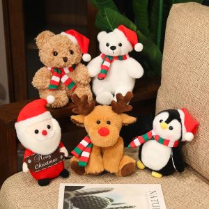 Red Santa Claus Plush with Merry Christmas Sign