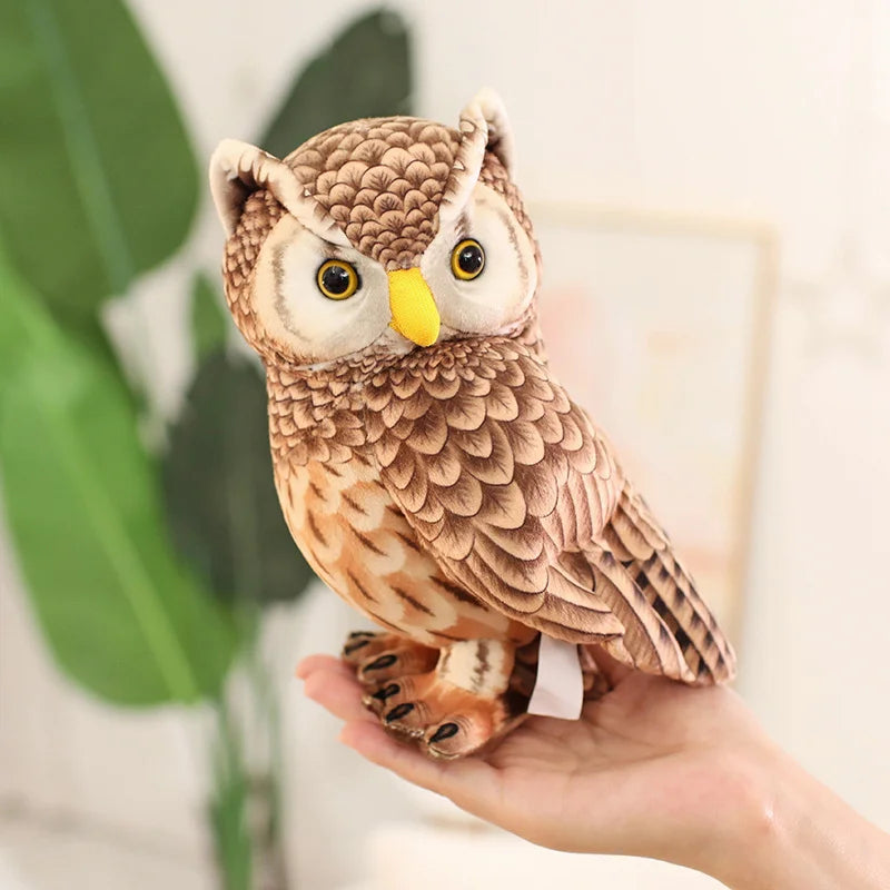 Brown and Cream Realistic Owl Plush - Image 2