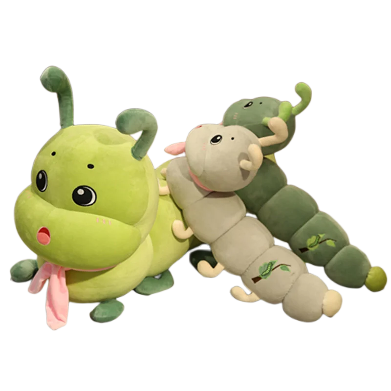 Oversized Lime Green Caterpillar Plush with Scarf - Image 2