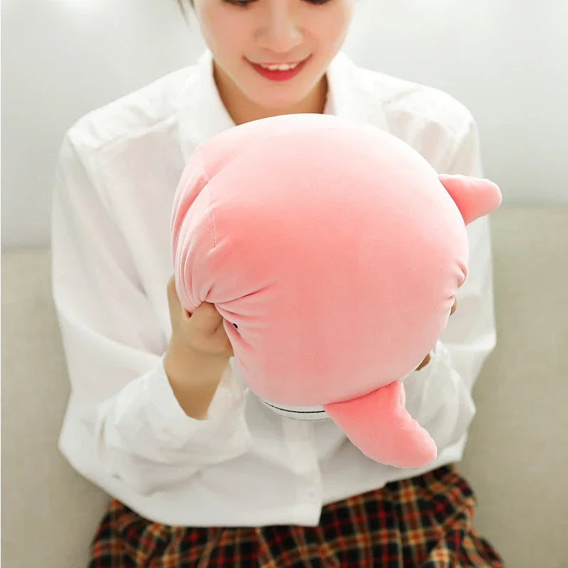 Cute Light Blue Plush Whale with Pink Cheeks - Image 6