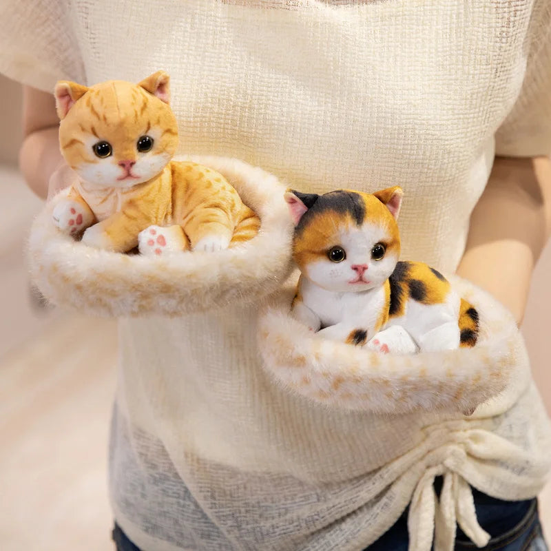 Soft Plush Kitten with Cozy Fabric House Bed - Image 3