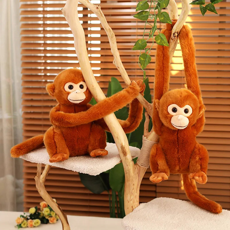 Cute Brown Monkey Plush with Long Hanging Arms