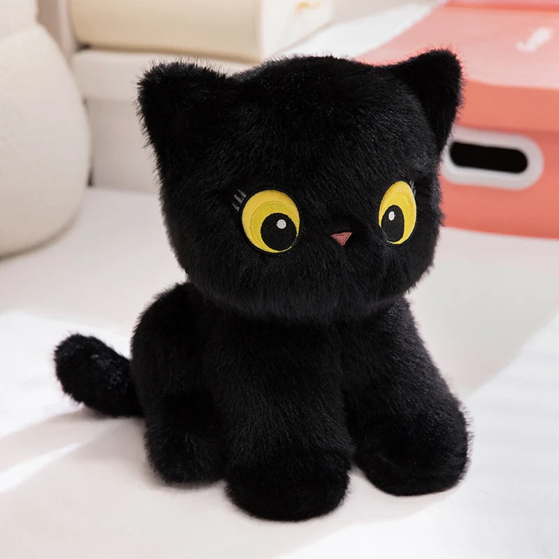 Cute Wide-Eyed Black Plush Cat - Image 6