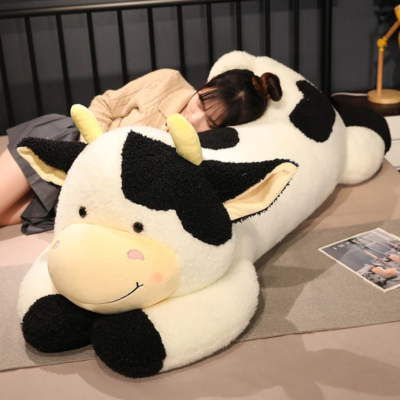 Oversized Black and White Cow Plush Body Pillow