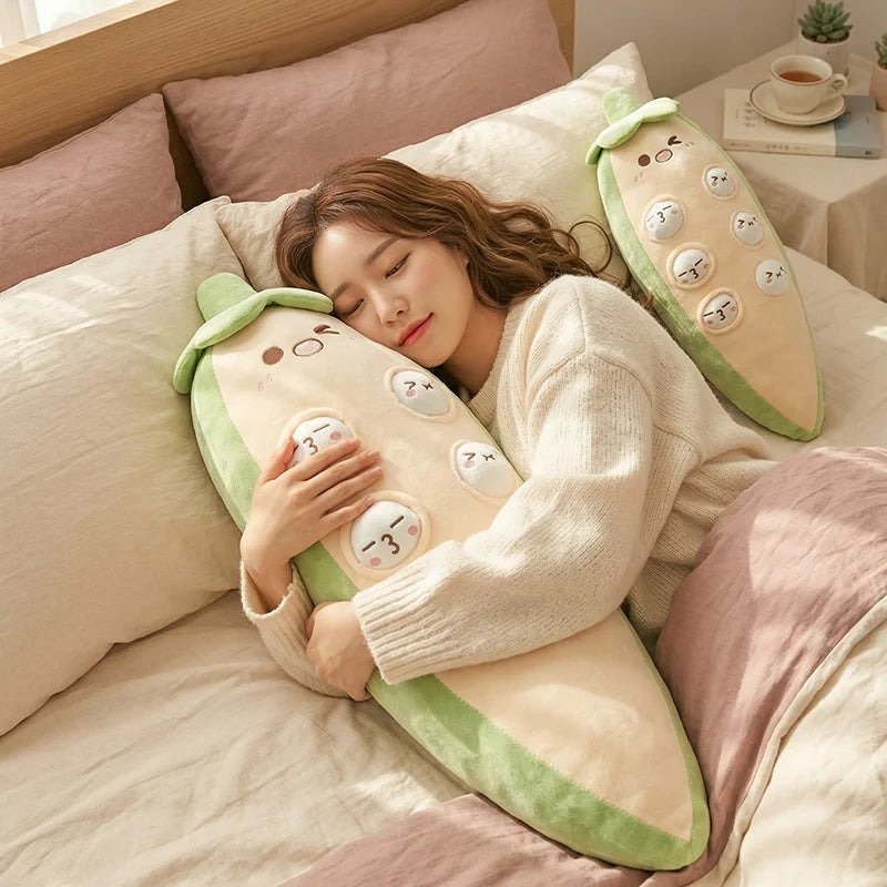 Cute Pea Pod Character Plush Body Pillow - Image 3