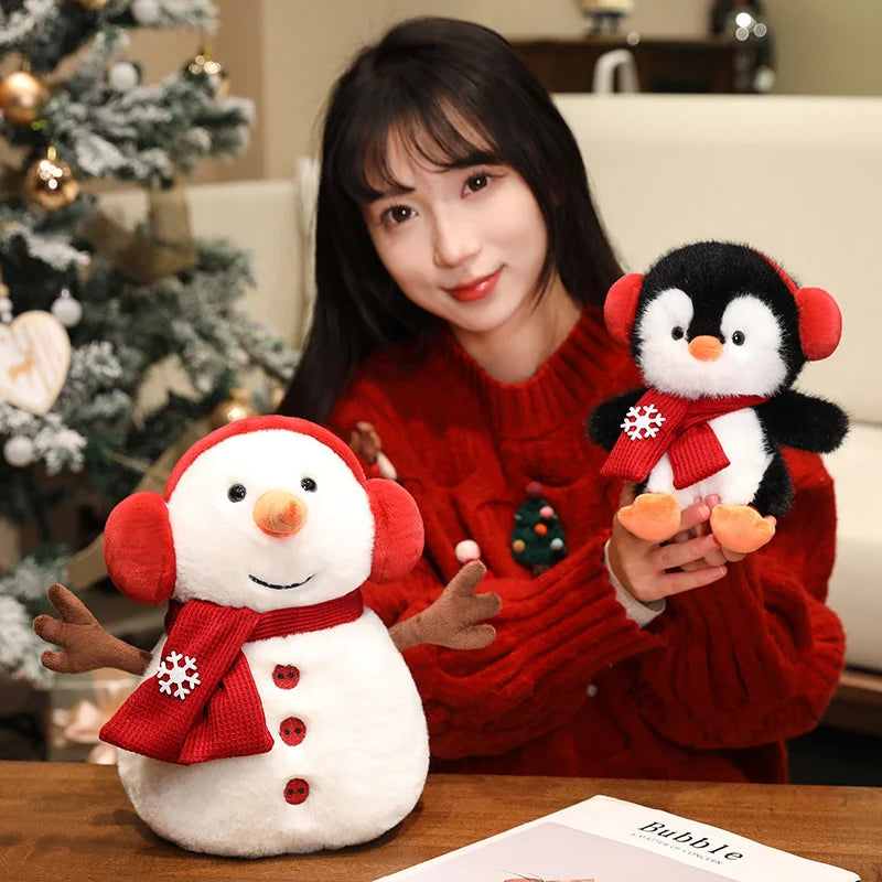Soft Plush Penguin Snowman with Red Earmuffs - Image 3