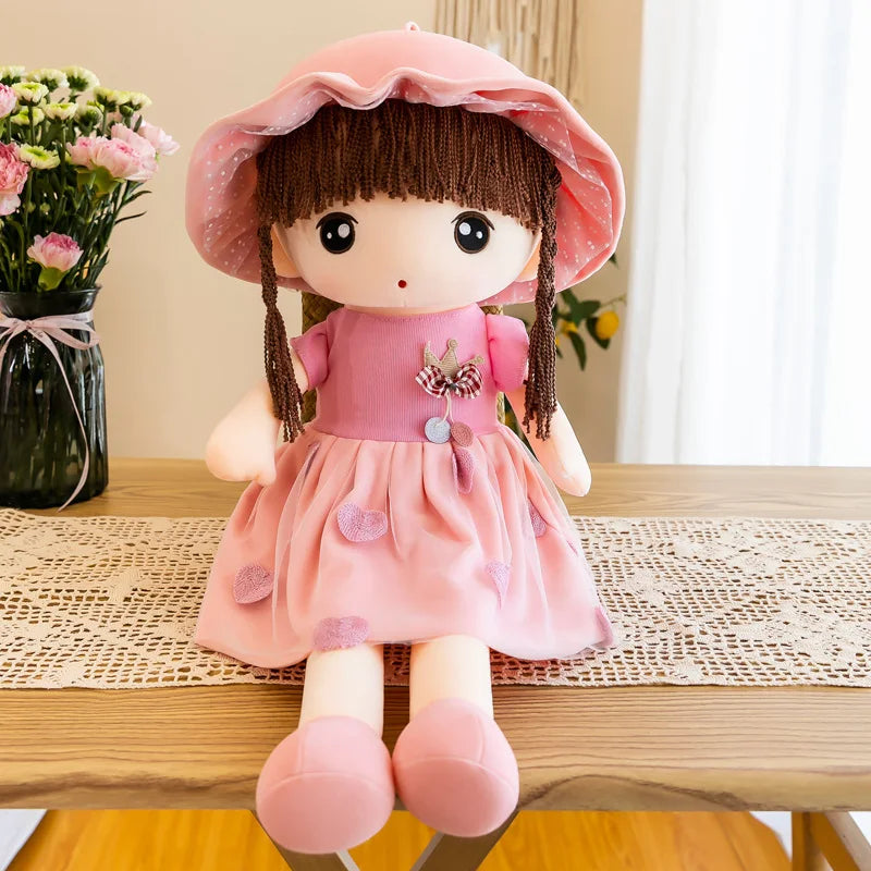 Cute Plush Doll with Plaid Hat & Polka Dot Dress - Image 12
