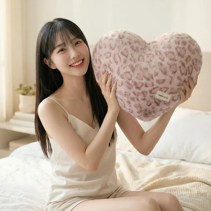 Vibrant Leopard Print Heart Plush Pillow - Image 5
