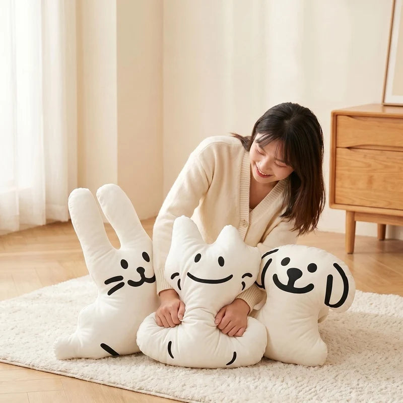 Cute Creamy Animal Shaped Plush Pillow