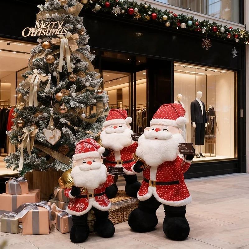 Standing Santa Claus Plush with Snowflake Suit and Sign - Image 4