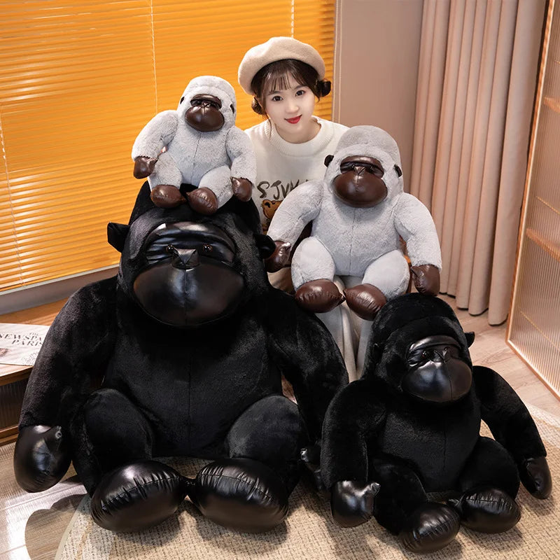 Seated Black Gorilla Plush with Faux Leather Accents - Image 2
