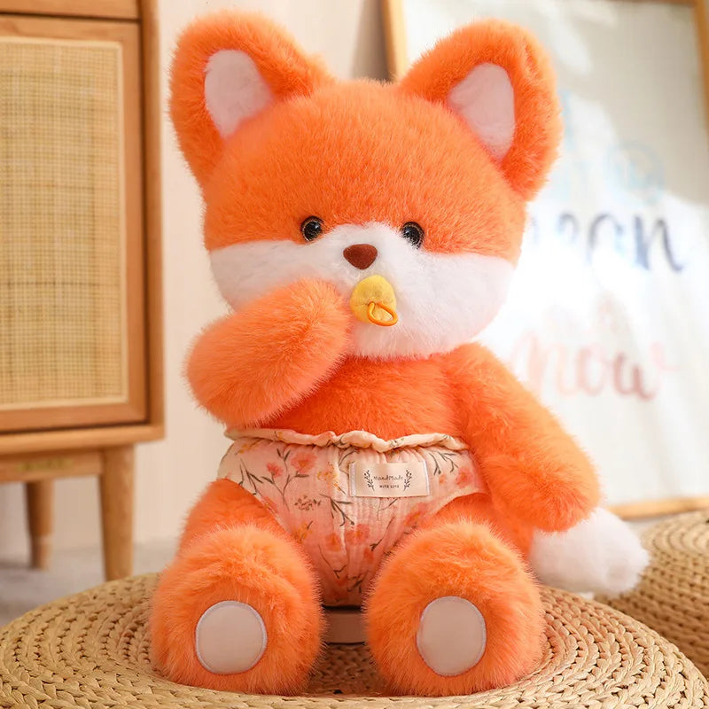 Soft Orange and White Baby Fox Plush Toy with Pacifier - Image 6