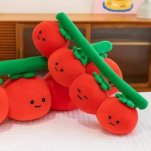 Smiling Red Tomato Vine Plush Pillow
