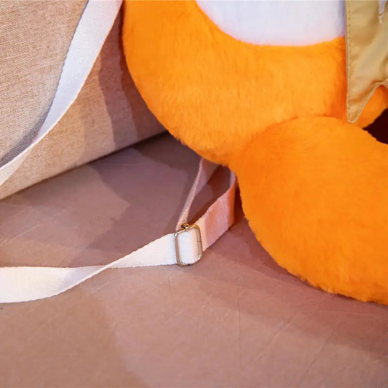 Orange Plush Fox Backpack with Scarf Detail - Image 4