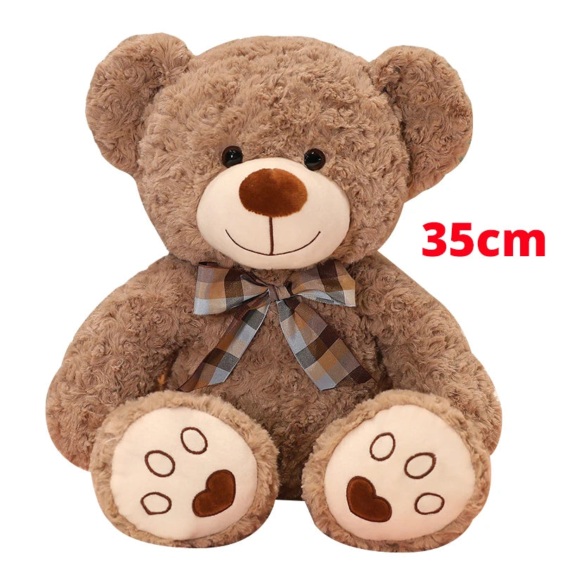 Deep Pink Plush Teddy Bear with Plaid Bow Tie - Image 10