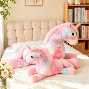 Large Soft Pastel Tie-Dye Unicorn Plush Toy