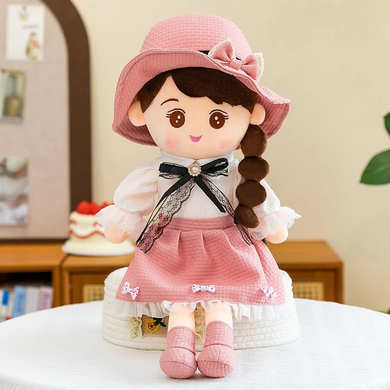 Sweet Plush Girl Doll with Braids and Hat - Image 10