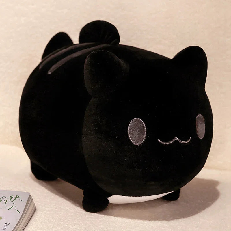 Cute Black Cat Plush Toy with Gray Embroidered Stripes - Image 9