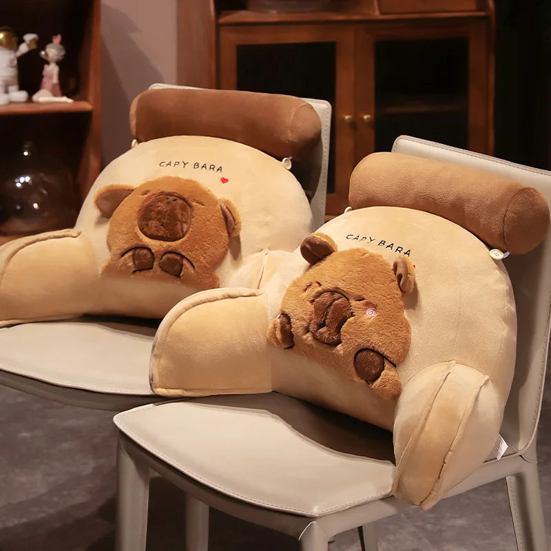 Soft Capybara Plush Reading Pillow with Neck Support - Image 2