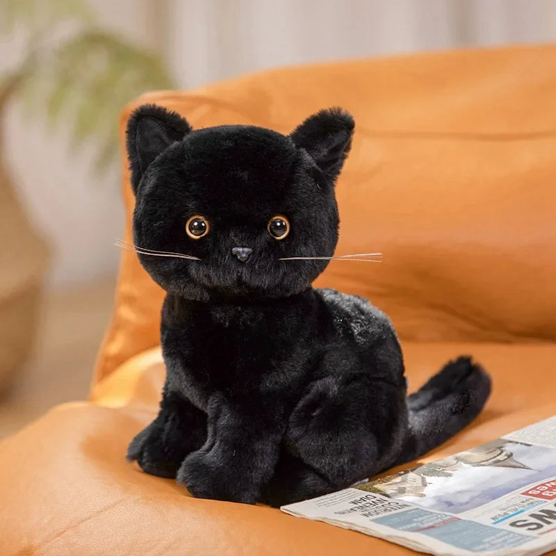 Black and White Plush Cat with Big Golden Eyes - Image 7