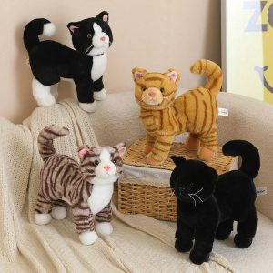 Realistic Black and White Tuxedo Cat Plush
