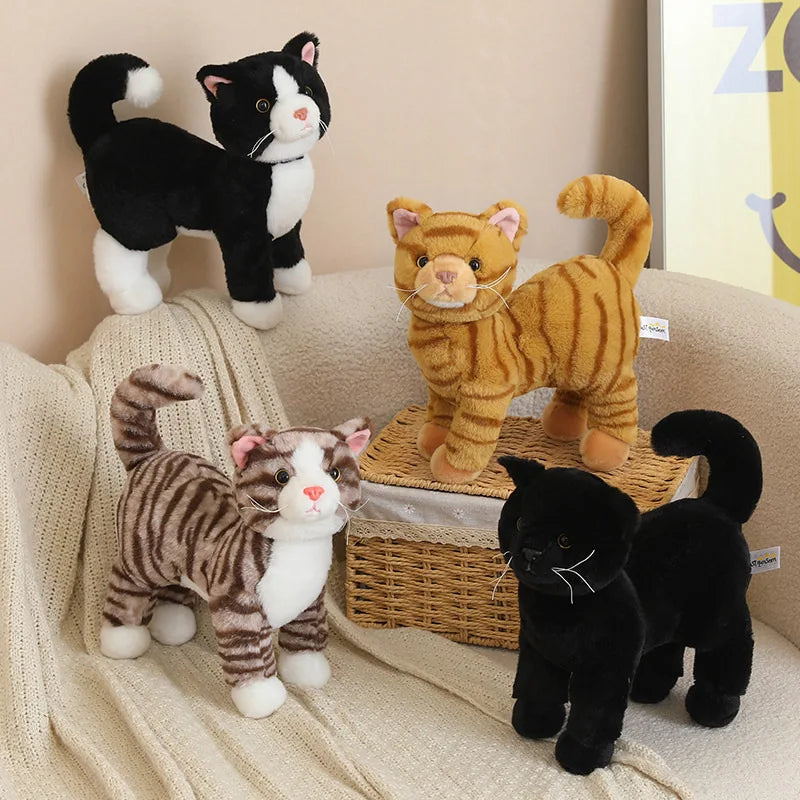 Realistic Black and White Tuxedo Cat Plush