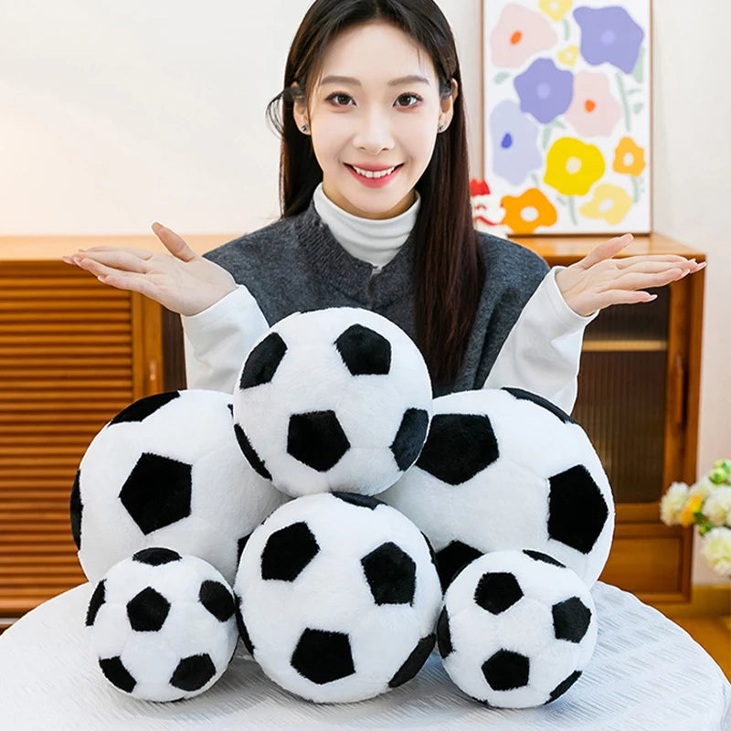 Soft Black and White Plush Soccer Ball - Image 4