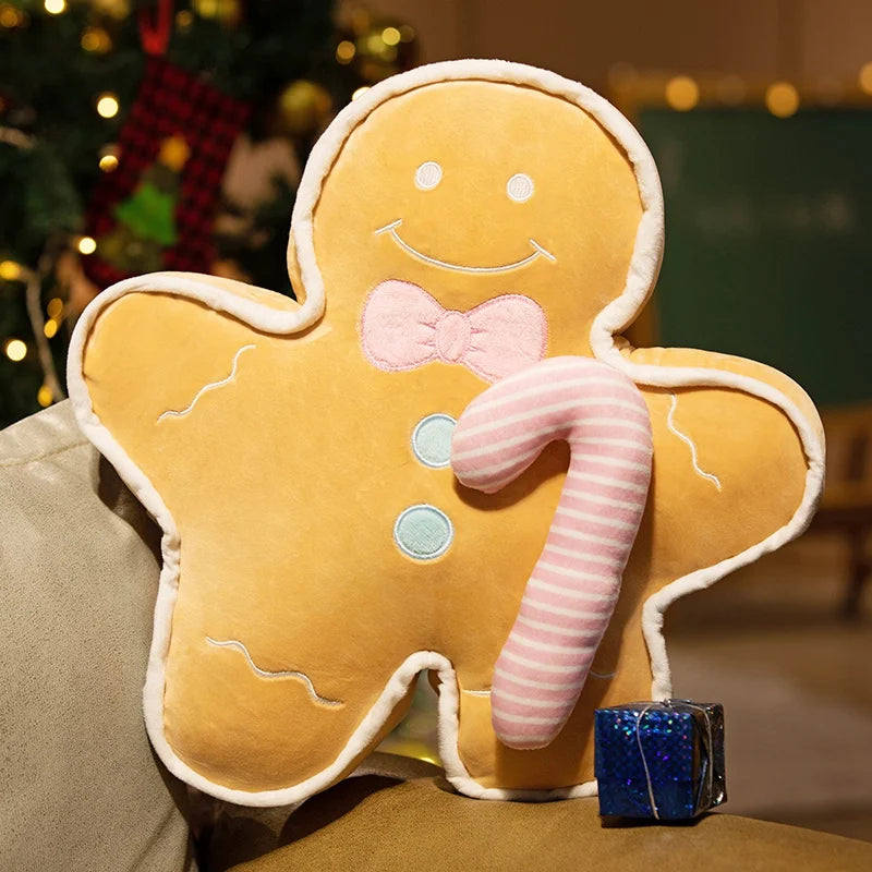 Oversized Gingerbread Man Plush Pillow with Candy Cane - Image 5