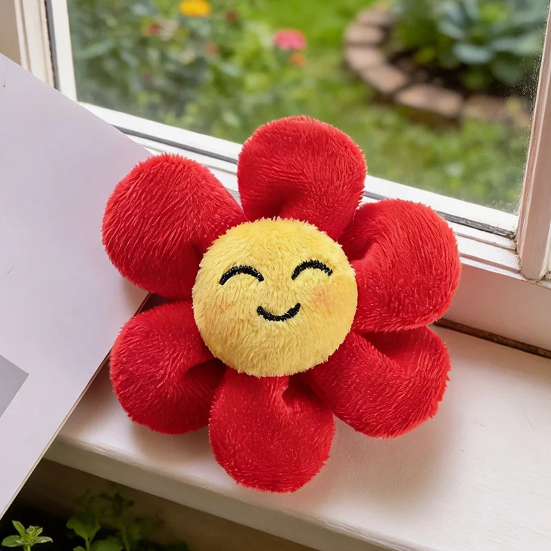 Cute Pastel Smiling Flower Plush Keychain - Image 10
