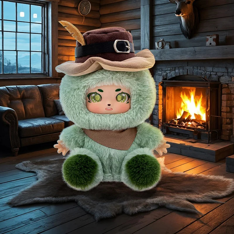 Gothic Maroon Faux Fur Plush Figure - Image 10