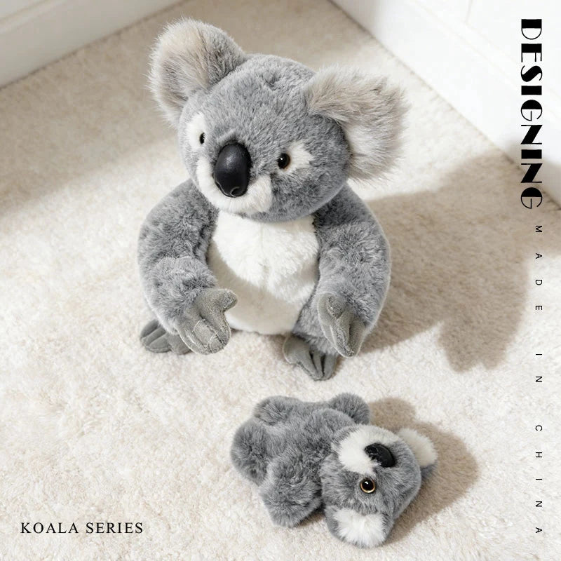 Cute Gray Koala Plush with Leaf - Image 3