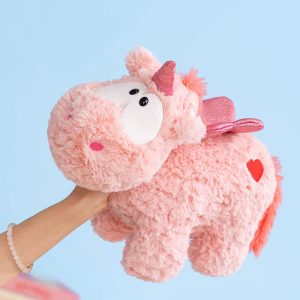 Pink Winged Unicorn Hot Water Plush with Heart