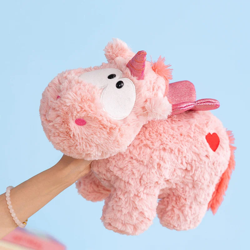 Pink Winged Unicorn Hot Water Plush with Heart
