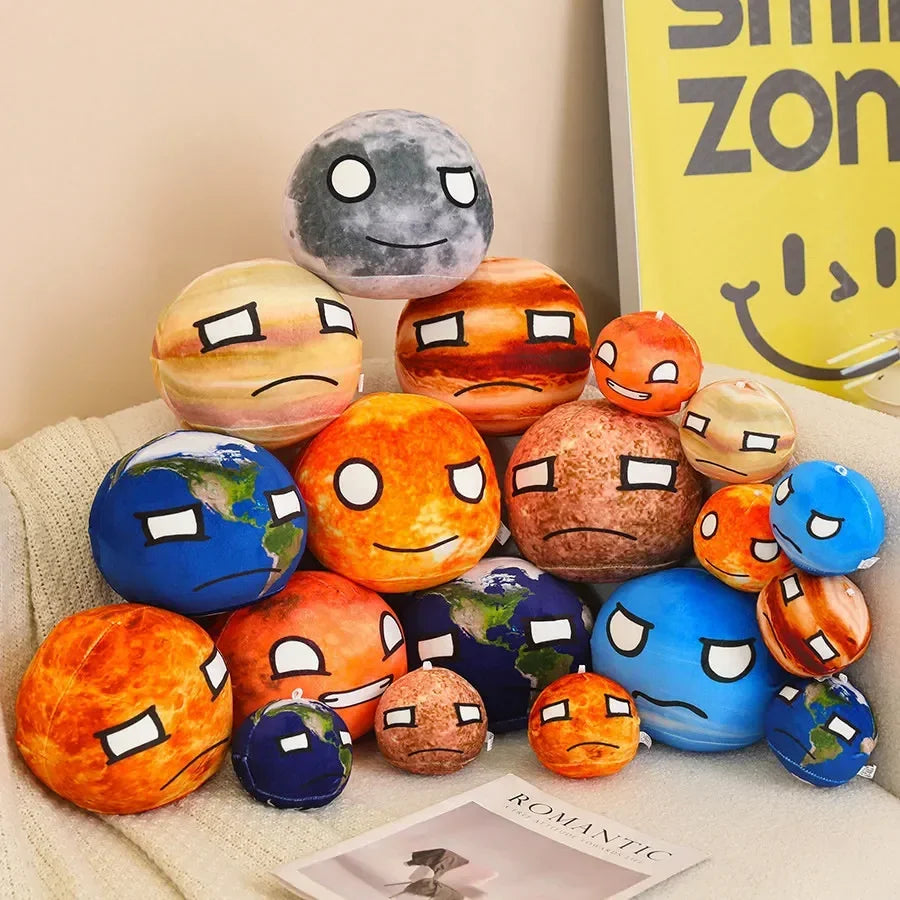 Round Orange Sun Plush Pillow with Asymmetric Face - Image 6