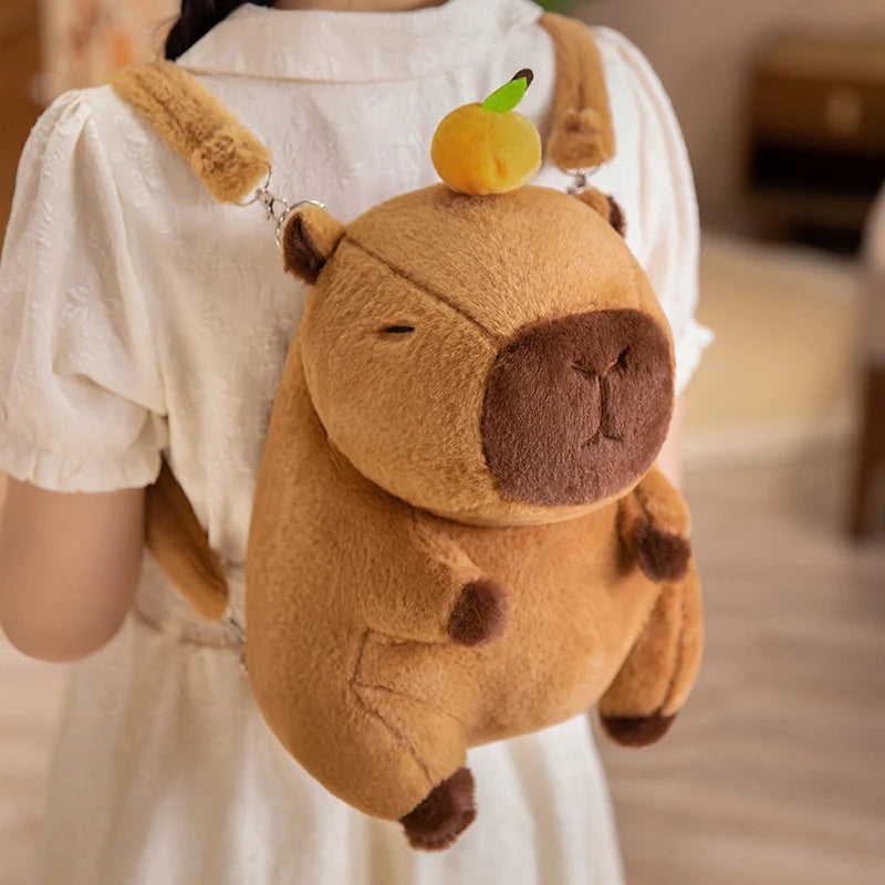 Cute Capybara Plush Crossbody Bag with Pink Bow - Image 8