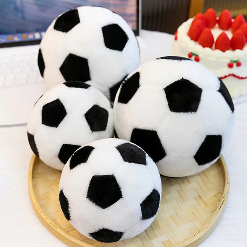 Soft Black and White Plush Soccer Ball - Image 2
