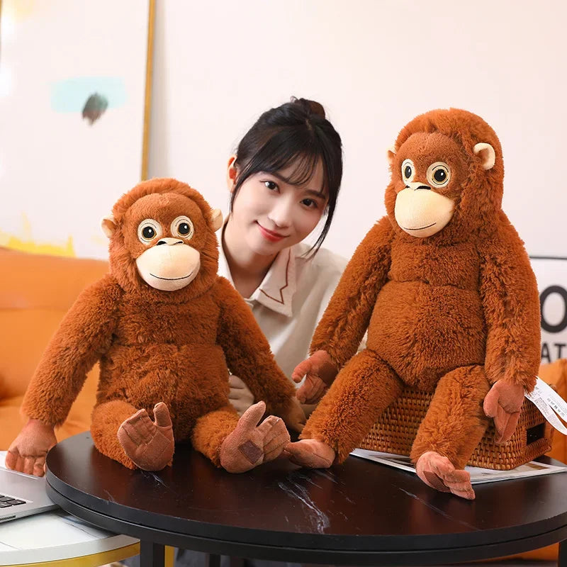 Hugging Brown Orangutan Plush Pair - Image 2