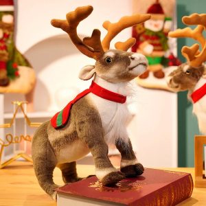 Christmas Reindeer Plush with Red Collar & Saddle