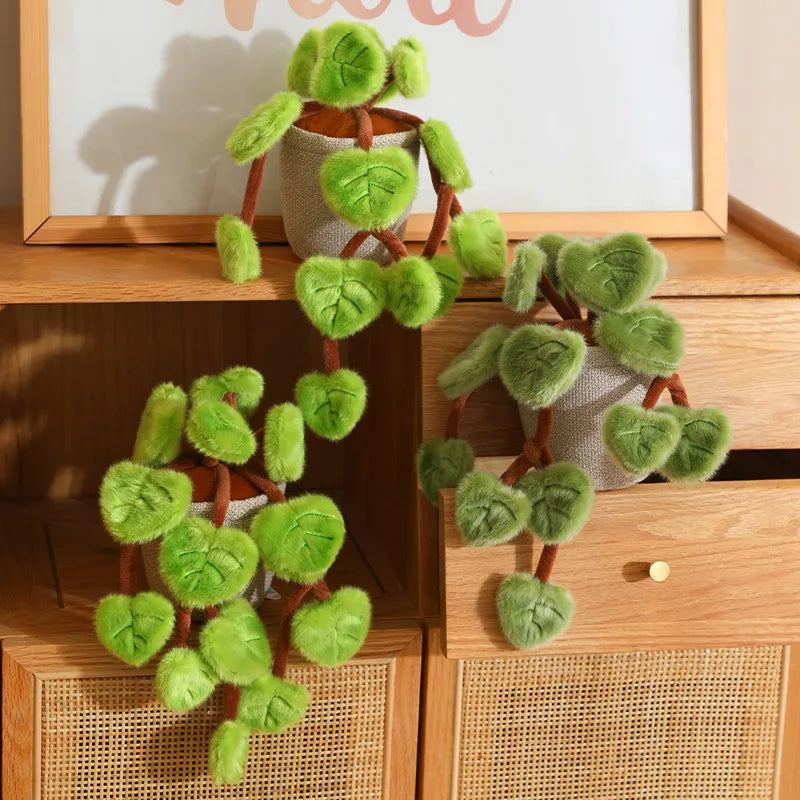 Fuzzy Heart-Leaf Potted Plush Plant - Image 3