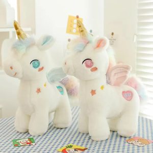 Pastel Rainbow Unicorn Plush with Sparkle Eyes