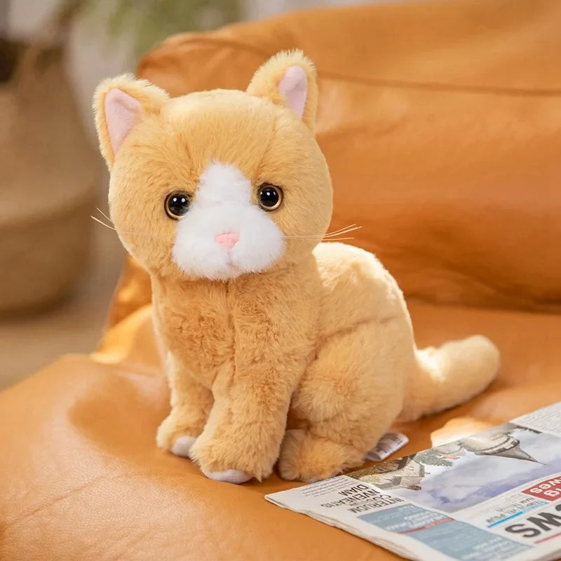 Black and White Plush Cat with Big Golden Eyes - Image 5